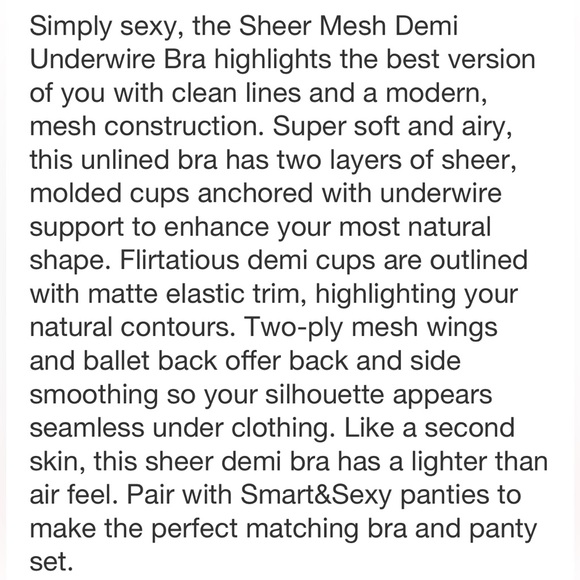 🌿🦋 Smart & Sexy Full Figure Sheer Mesh Demi Underwire Bra • 34DDD - Picture 12 of 13